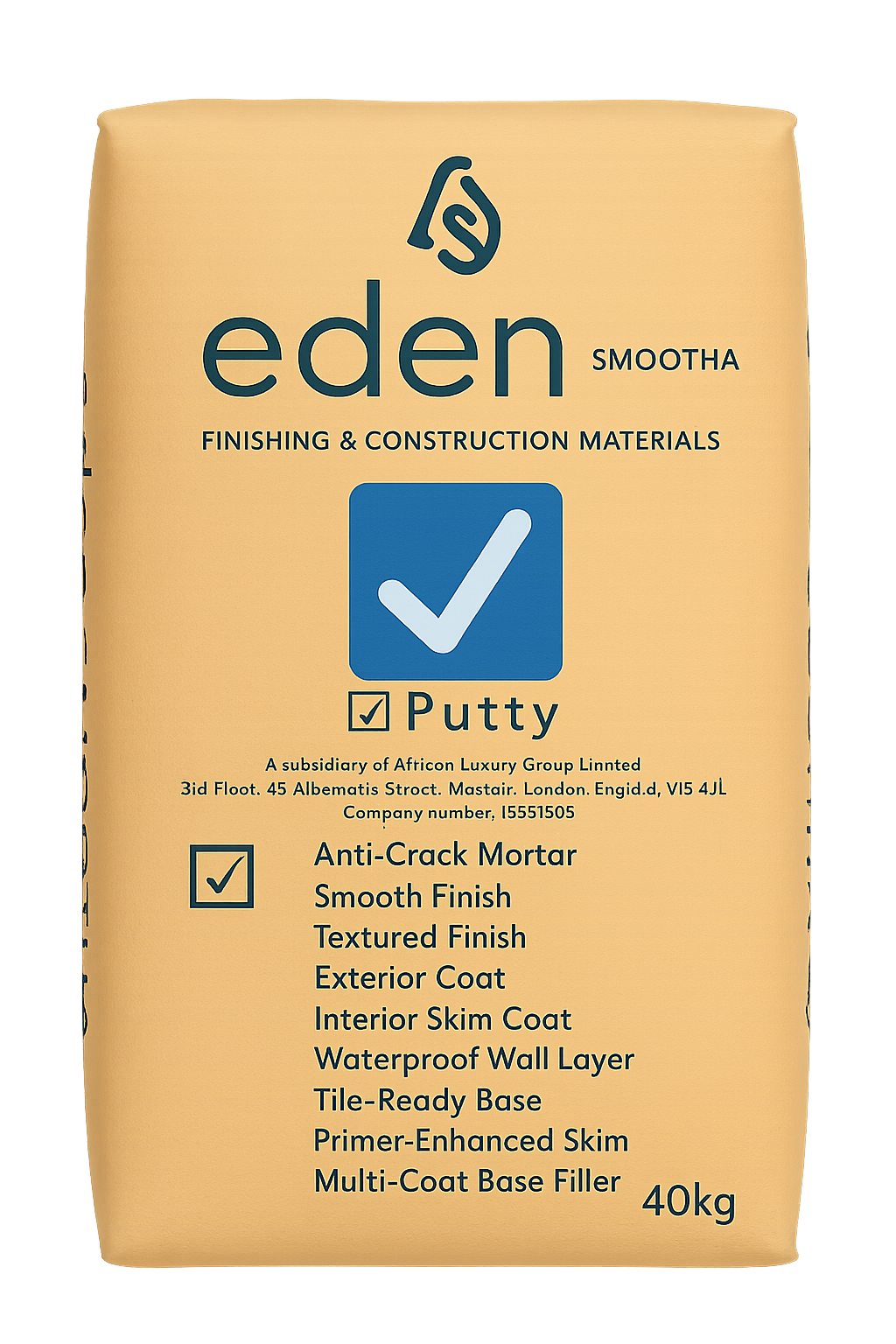 Eden Smootha™ Wall Putty – Premium Finishing Material (20kg )